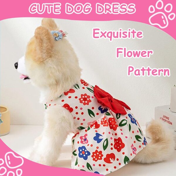 4 Pieces Dog Dresses for Small Dogs Girl Floral Cute Girl Dog Clothes with Bowknot Summer Puppy Clothes Pet Flowers Dresses Female Dog Clothes for Small Dog Girl (Floral, X-Small) - Image 3