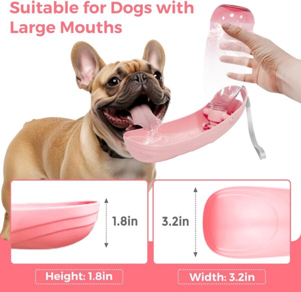 19oz Dog Water Bottle, Collapsible Dog Travel Water Bottle, Portable Dog Water Dispenser with Foldable Drinking Cup Bowl for Walking, Hiking, Lightweight, Leak-Proof, BPA Free, Pink - Image 3