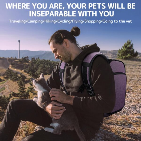 Cat Carrier Backpacks: Pawtners Expandable+Cat+Backpack with Breathable Mesh, Pet Carrier Backpack for Cats Small Dogs Puppies Up to 25 Lbs, Dog Carrier Backpack for Travel Hiking Camping Outdoor - Image 7