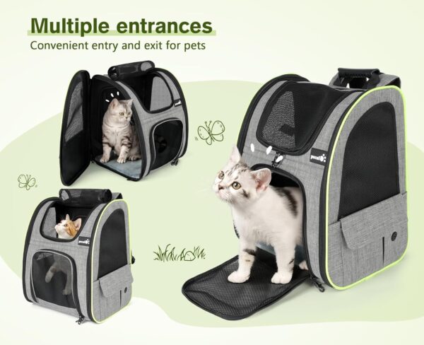 Pecute Cat Backpack Carrier, Expandable Cat Carrier Backpack with Breathable Mesh, Pet Carrier Backpack for Cats Small Dogs Puppies, Dog Backpack Carrier Great for Travel Hiking Camping Outdoor - Image 6