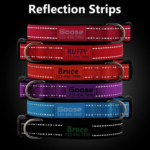 Personalized Dog Collars Custom with Pet Name and Phone Number, Soft Neoprene Padded Reflective Nylon Collar, 4 Adjustable Sizes - for Boy, Girl Dogs - Image 3