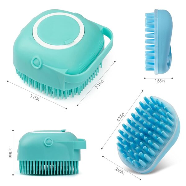 2Pack Dog Bath Brush, Soft Silicone Pet Shampoo Massage Dispenser Grooming Shower Brush for Short Long Haired Dogs and Cats Washing, ISWAYSTORE - Image 6