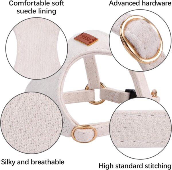 No Pull Dog Harness- Lightweight, Soft, Adjustable Small Harness Collar and Leash Set, Suitable for Cats Puppy Small and Medium-Sized Dog Outdoor Training and Running (Beige, XS) - Image 3