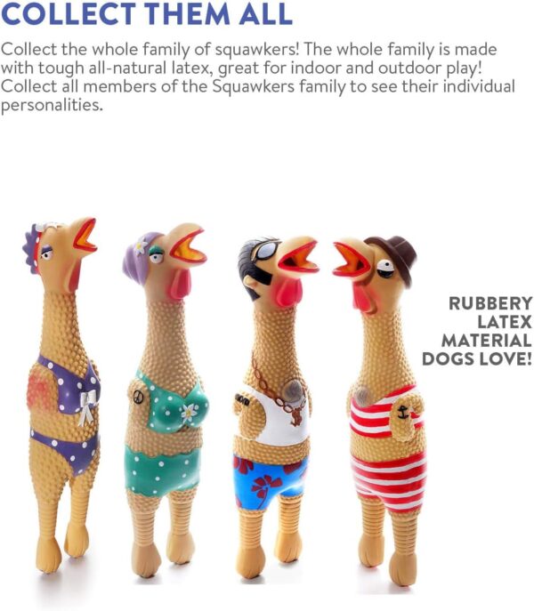 Outward Hound Squawkers Earl Latex Rubber Chicken Interactive Dog Toy, Large - Image 6