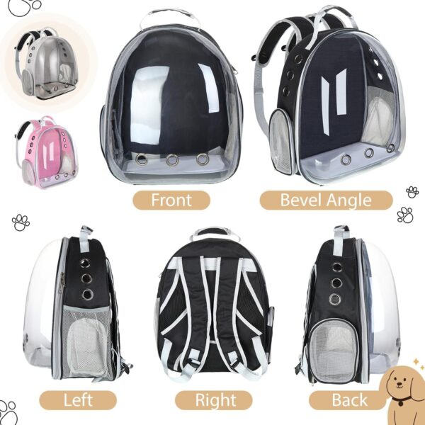 2 Pcs Cat Bubble Backpack Carrier Bubble Pet Cat Carrier Bag Bookbag Breathable Space Capsule with Blanket Cooling Mat for Small Medium Cat Dog Travel Hiking Carrying Outdoor(Pink, Gray) - Image 3