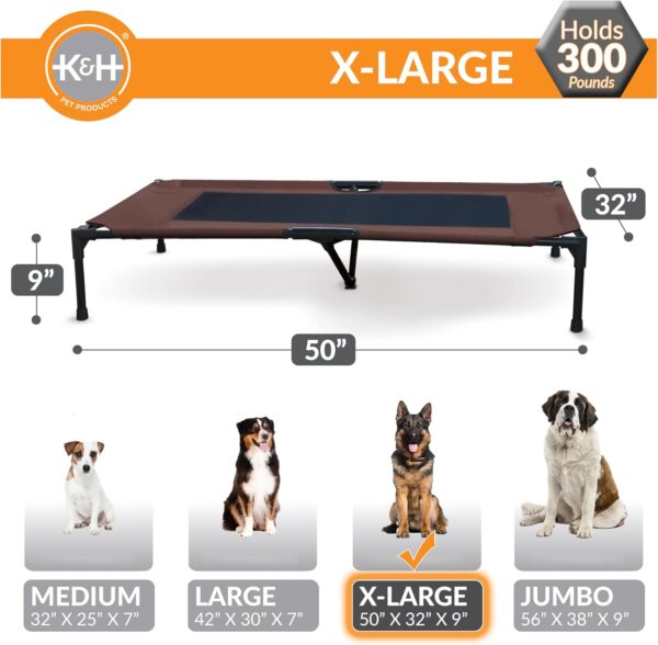 K&H Pet Products Dog Cots Beds for Large Dog- Elevated Outdoor Dog Cot Bed- Raised Dog Hammock Cooling Bed- Washable, Portable Dog Cot- Heavy Duty Durable Metal Frame, X-Large, Chocolate/Black Mesh - Image 5