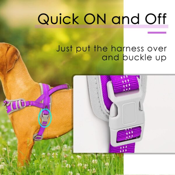 ADVENTUREMORE Dog Harness for Large Dogs No Pull, Sport Dog Halter Harness Reflective Breathable Dog Vest Escape Proof Dog Harness with Easy Control Front Clip Handle for Training Walking L Purple - Image 3