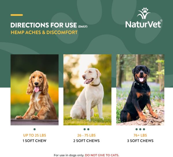 NaturVet Hemp Aches & Discomfort Plus Hemp Seed for Dogs, 60 ct Soft Chews, Made in The USA - Image 7