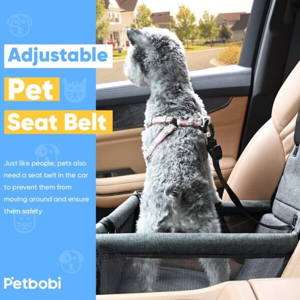 Petbobi Pet Reinforce Dog Car Seat for Dog Portable and Breathable Dog car Booster seat with Seat Belt Dog Carrier Safety car seat for Travel, with Clip on Leash with PVC Tube (Cationic Fabric Grey) - Image 4