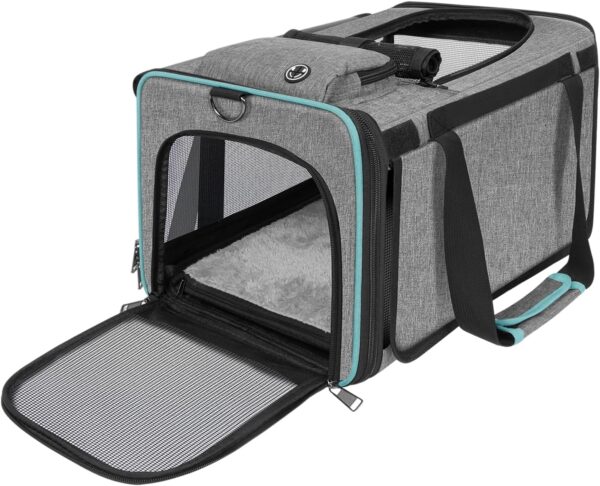 Cat Carrier American, United, Delta Airline Approved/Soft-Sided Pet Travel Bag for Medium Cat 15+ lbs Small Dog Traveling Crate Under 15 Pounds TSA Approved Carrying Cage Underseat Cabin Gray