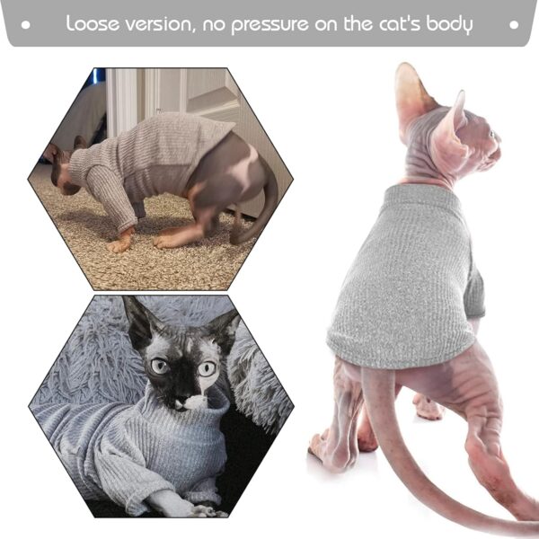 DENTRUN Sphynx Hairless Cats Shirt Pullover Kitten T-Shirts, Breathable Cat Wear Turtleneck Sweater Adorable Cat's Clothes Vest Pajamas Jumpsuit - Image 5