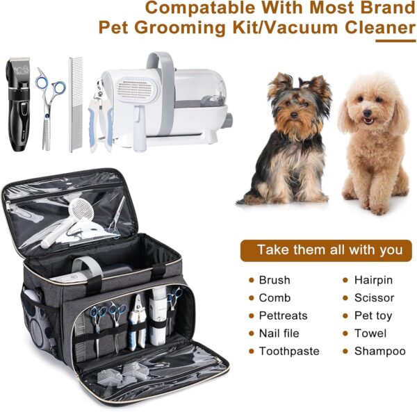 Dog Grooming Vacuum Bag, Pet Grooming Kit Bag Perfect for Dog Hair Vacuum & Grooming Tool Kit Accessories- Grey - Image 4