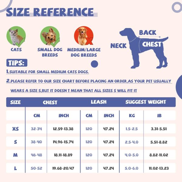 Dog Dress Bowknot Harness Leash Set for Small Dogs Cats Daisy Floral Girl Dog Dresses Cute Puppy Princess Clothes Pet Doggy Outfits Spring Summer Breathable Dresses(Blue,Small) - Image 2