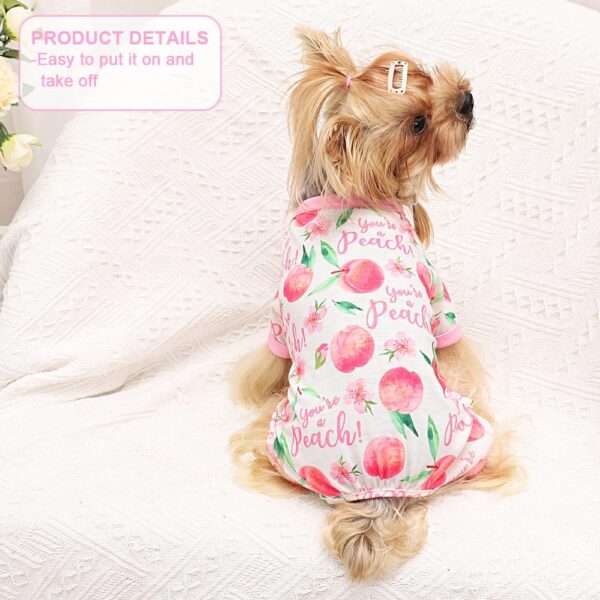 Dog Pajamas XS, Cotton Stretchable Pet Dog Pajamas Jammies Puppy Outfits for Extra Small Dogs Female Male, Spring Summer Doggie Pjs Doggy Pajamas for Xs Dogs (Peach Pink, XS) - Image 5