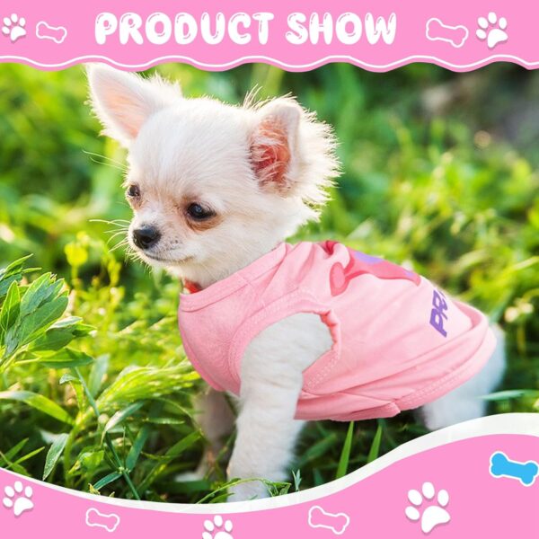 4 Pieces Dog Clothes for Small Dogs Girl Summer Soft Puppy Clothes Cute Chihuahua Teacup Dog Clothes Female Dog Shirts Breathable Pet Clothing Pink Girl Dog Clothes (XX-Small), pink,purple - Image 3