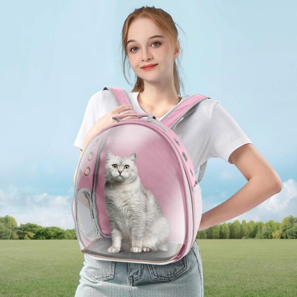 Cat Carrier Backpack Portable Pet Travel Solution Pet Carrier Dog Carrier Backpack Bag Space Capsule for Small Medium Cat Puppy Dog Travel Hiking Walking Camping Up to 17Lb (Pink) - Image 7