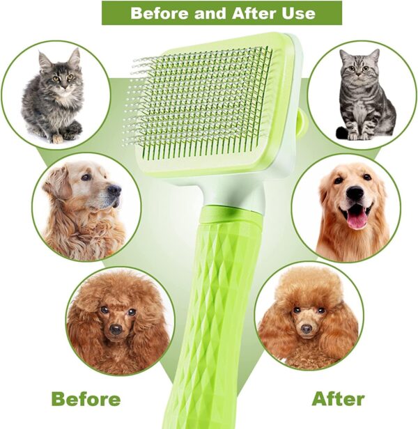 Dog Brush, Cat Brush, Dog Brush for Shedding, Self Cleaning Pet Brush for Grooming Long Short Haired Dog Cats, Cat Brushes for Indoor Cats, for Dog Cat Rabbit Remove Loose Fur and Undercoat - Image 6