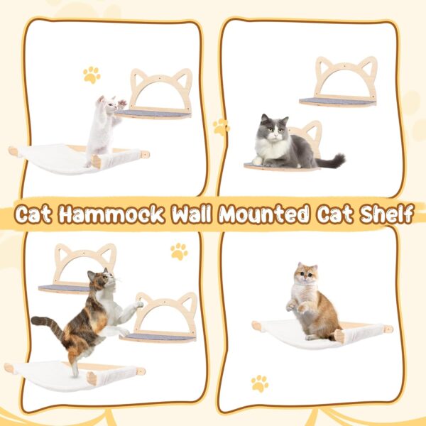 Defined Deco Cat Wall Shelves,Wall Mounted Cat Shelves and Perches,Cat Furniture with XXL Cat Hammock and 2 Cat Climbing Steps,Cat Shelves and Perches for Cats Playing, Sleeping, and Lounging. - Image 6