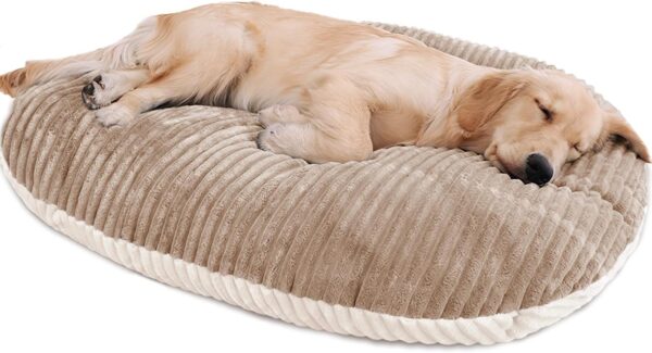 Patas Lague Reversible Orthopedic Dog Bed for Medium Dogs, Memory Foam Supportive Therapy Fillings Deep Sleep Pet Beds with Removable Cover Soft Warm Washable Cat Cuddler Bed Khaki 30''x20''