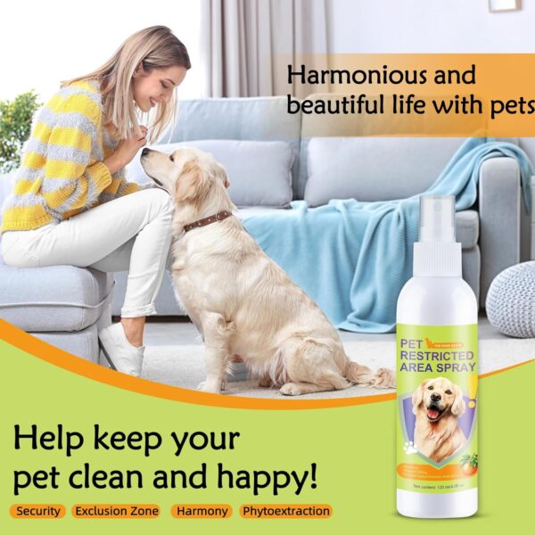 Cat deterrent spray for peeing, training spray for poop, dog corrector spray, Effective dog repellent spray for furniture, Shoe, Indoor & Outdoor Safe for Pet, Alcohol Free/Non-Toxic, 4 oz / 120 mL - Image 7