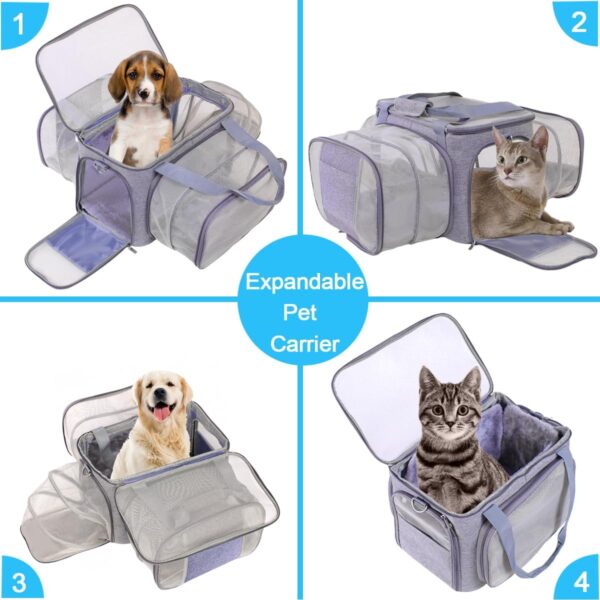 Expandable Pet Carrier for Cat Dog Travel Bag: Airline Approved Collapsible Pet Travel Crate with Removable Fleece Pad Expansion Panels Soft-Sided Portable Washable Fit for Small Animal Foldable Bag - Image 2