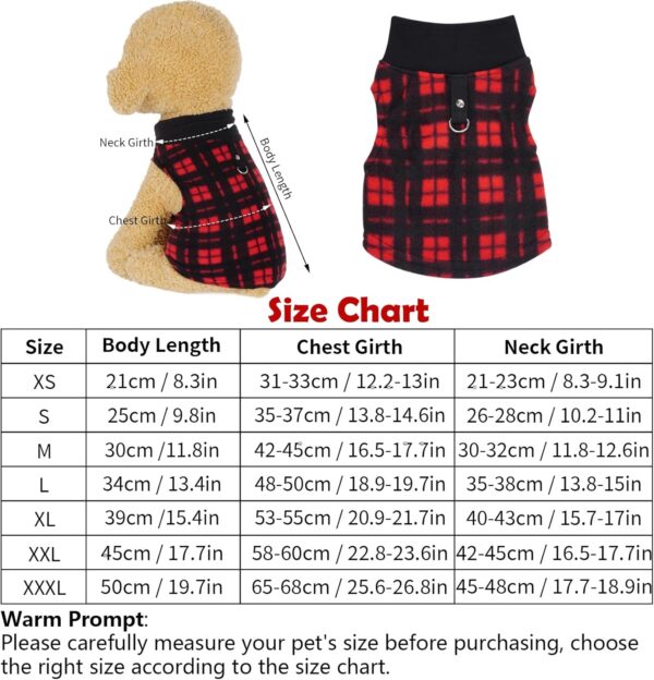 4 Pieces Buffalo Plaid Dog Sweaters with Leash Ring Soft Fleece Vest Dog Pullover Warm Jacket Pet Dog Clothes Winter Dog Outfits for Small Puppy Cat Pets (Medium) - Image 4