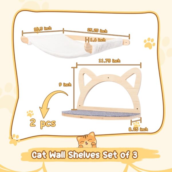 Defined Deco Cat Wall Shelves,Wall Mounted Cat Shelves and Perches,Cat Furniture with XXL Cat Hammock and 2 Cat Climbing Steps,Cat Shelves and Perches for Cats Playing, Sleeping, and Lounging. - Image 2