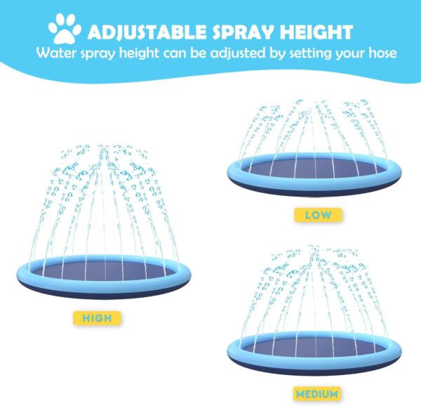 Splash Sprinkler Pad for Dogs Kids,59’’ Thicken Dog Pool with Sprinkler,Pet Outdoor Play Water Mat Toys for Dogs Cats and Kiddie - Image 5