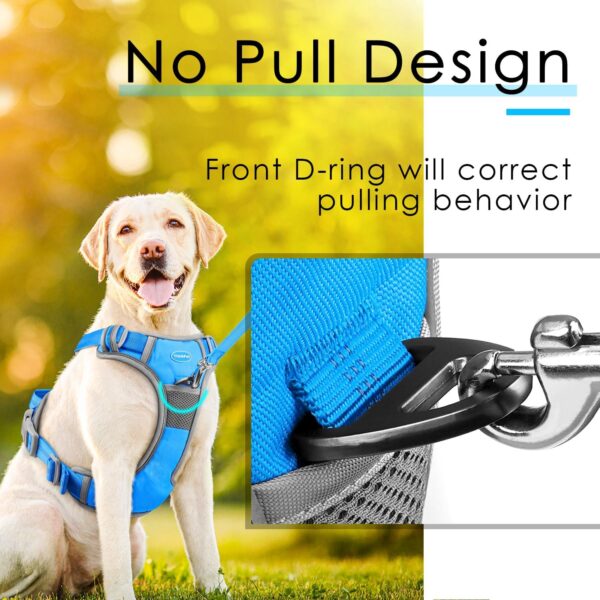 ThinkPet No Pull Harness Breathable Sport Harness with Handle-Dog Harnesses Reflective Adjustable for Medium Large Dogs,Back/Front Clip for Easy Control L Sky Blue - Image 2