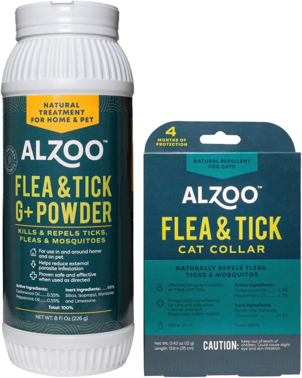 Flea & Tick Cat Collar and Flea & Tick G+ Powder, 100% Plant-Based Active Ingredients