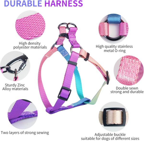 AIITLE Step in Dog Harness Collar Leash Set - Adjustable No Pull Dog Halter Harness - Comfortable Padded Handle - Easy Control for Walking - for Extra-Small Breed Dogs, Pink Gradient XS - Image 3