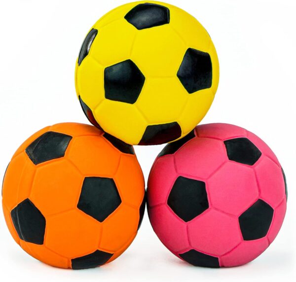 CHIWAVA 3PCS 2.7'' Squeak Latex Dog Toy Football Chew Fetch Throw Ball for Medium Dogs Interactive Play - Image 3