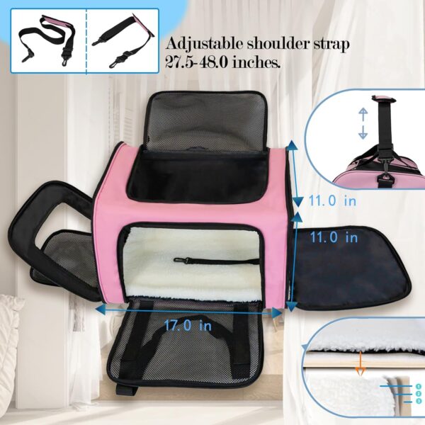 Dog Cat Carrier Pet Carriers for Small Medium Large Cats Dogs Carrier Soft Sided Small Puppy Dog Carrier Portable Foldable Airline Approved Dog Cat Travel Carrier Pink Medium - Image 2