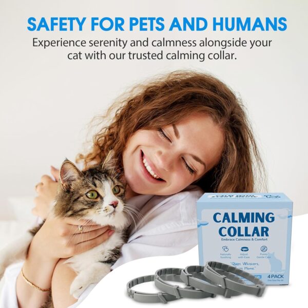 Virine Calming Down Collar for Cats Pheromones Anxiety Relief Calming Collar Cat Relaxer 4 Pack, 60 Days of Calming Each Collar, Adjustable Size for All Cats (Grey) - Image 5