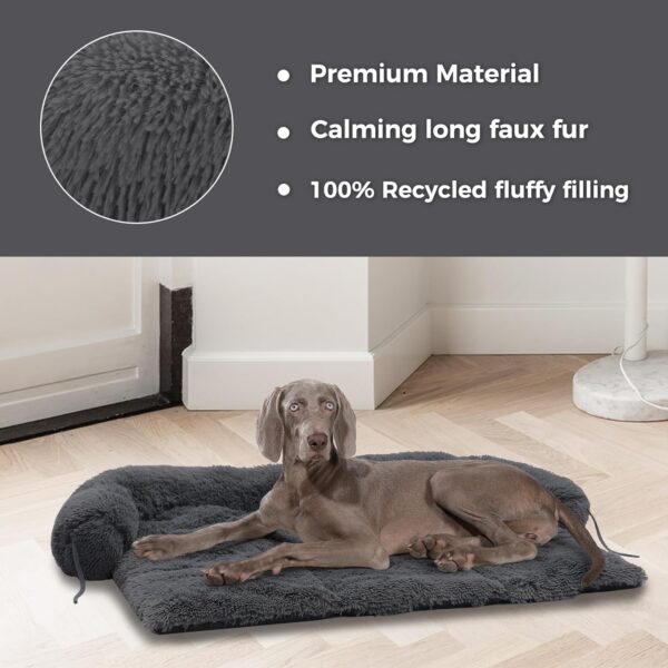 Calming Dog Bed for Large Sized Dog, Dog Couch Bed Cover Washable- Fluffy Plush Dog Mat for Furniture Protector for Dogs Up to 100 Lbs,Dark Grey - Image 3