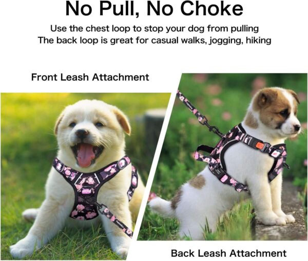 Petmolico No Pull Dog Harness Set, 2 Leash Attchment Easy Control Handle Reflective Vest Dog Harness Medium Breed, Medium Dogs Harness and Leash Set with Poop Bag Holder, Medium Pink Rose - Image 4