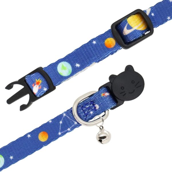 Cat Collar, 2 Pack Breakaway Collar with Bells, Safety Buckle Kitten Collars for Boy and Girl Cats, Star and Moon - Image 3