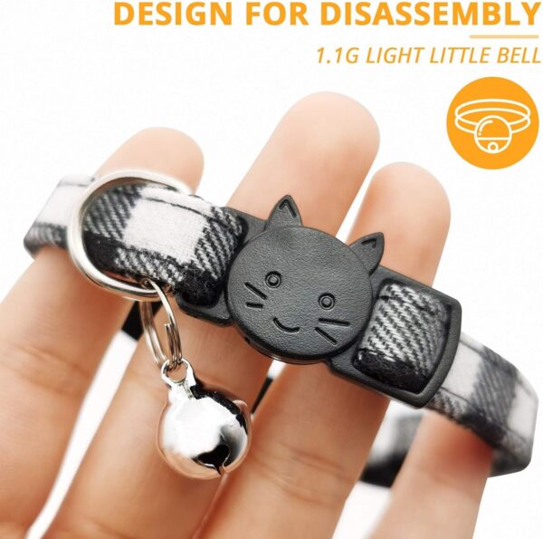 MJIYA Cat Collar with Bell, Breakaway Grid Collar with Plastic Buckle, Light Adjustable, Nylon, Kitty Collars - Image 4