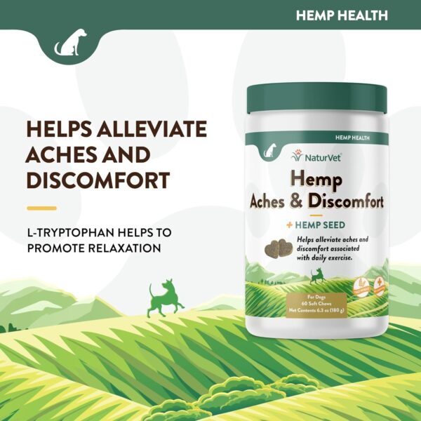 NaturVet Hemp Aches & Discomfort Plus Hemp Seed for Dogs, 60 ct Soft Chews, Made in The USA - Image 3