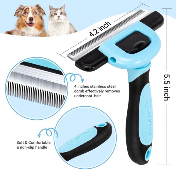 MIU COLOR Pet Grooming Brush，Deshedding Tool & 2 Sided Undercoat Rake for Dogs & Cats,2 in 1,Reduces Shedding and Remove Knots,Mats,Tangles for Cats, Dogs - Image 6