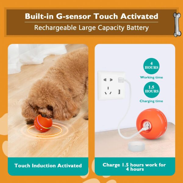 Interactive Dog Toys Dog Ball,[Newly Upgraded] Durable Motion Activated Automatic Rolling Ball Toys for/Small/Medium/Large Dogs,USB Rechargeable - Image 3