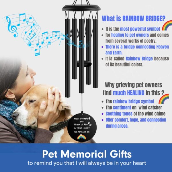 Pet Memorial Wind Chime, Rainbow Bridge Pet Memorial Gifts, Pet Loss Gifts, Dog/Pet Memorial, Dog Remembrance Gift in Memory of Dog Passing Away, 35", Pet Loss Sympathy/Memorial Gifts - Image 2