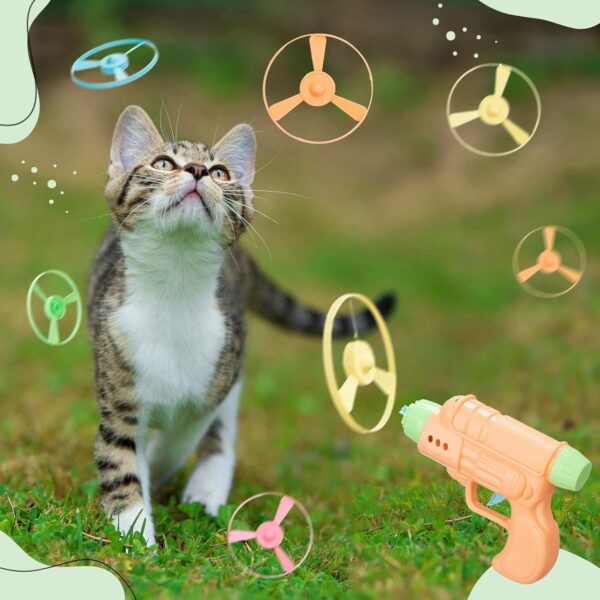 90 Pcs Cat Fetch Toy with 75 Pcs 5 Colors Flying Propellers Set, Tracking Interactive Cat Toy Flying Disc Launcher Toy for Indoor Kitty Dog Pet Playing Exercise Chasing Training Hunting - Image 6