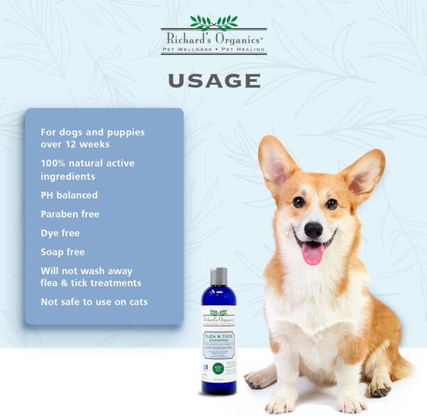 Richard’s Organics Flea and Tick Shampoo for Dogs – 100% All-Natural Actives Kills Fleas, Ticks and Repels Mosquitos – Gentle, Won’t Dry Skin, Great Smelling Essential Oils (12oz bottle),FG00440 - Image 4