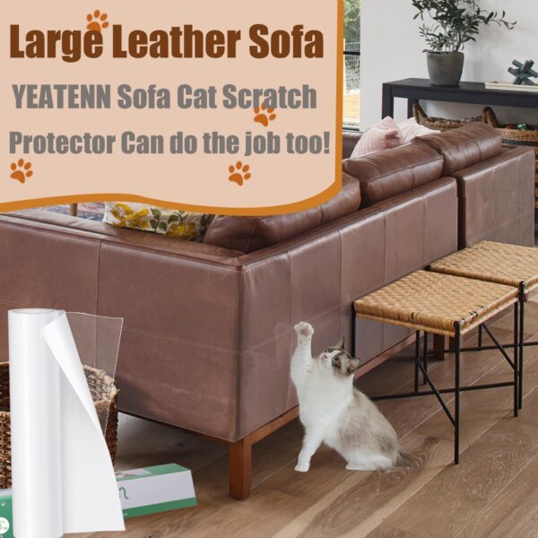 Thicken Anti Cat Scratch Furniture Protector,196"x13"Single-Sided Sticky Couch cat Scratch Protector,Couch Corner Protectors for Cats,transparency cat couch protector,Cat Repellent Tape - Image 2