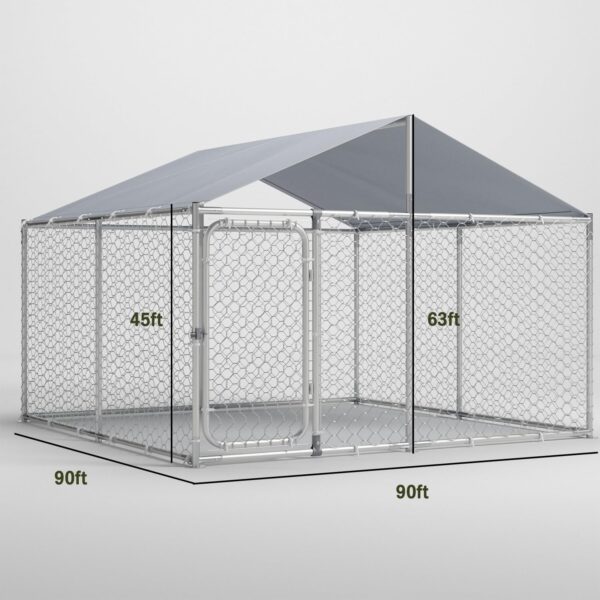 Outdoor Large Dog Kennel, 7.5 x7.5 x5.2 FT Big Enclosure Outside Run for Large Breed Dogs, Fence Cage Pen with Anti-UV Waterproof Top Roof (90x90x63 inch) - Image 4