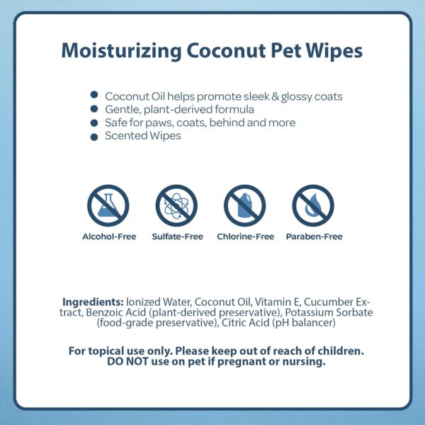 Best Pet Supplies Coconut-Scented Moisturizing Pet Wipes for Dogs & Cats – Extra Soft & Strong Grooming Wipes with Gentle Plant-Derived Formula, Model Number: WW-CO-100 Count (Pack of 1) - Image 5