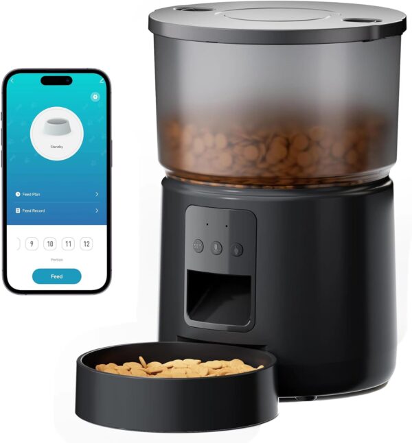 WiFi Automatic Cat Feeder: 2.4G/5G App Control Dog Food Dispenser - Auto Timer Cats Feeders - Smart Timed Feeding Supplies - Automated 3 Litter Puppy Electric - Multiple Animal - BEMOONY