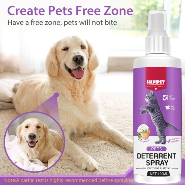 Cat Deterrent Spray, 120ML Cat Repellent Spray, Natural Cat Deterrent Indoor & Outdoor for Pet Behavior Training, Prevent Cats Scratching Furniture & Plants, Suitable for Cats & Dogs - Image 3