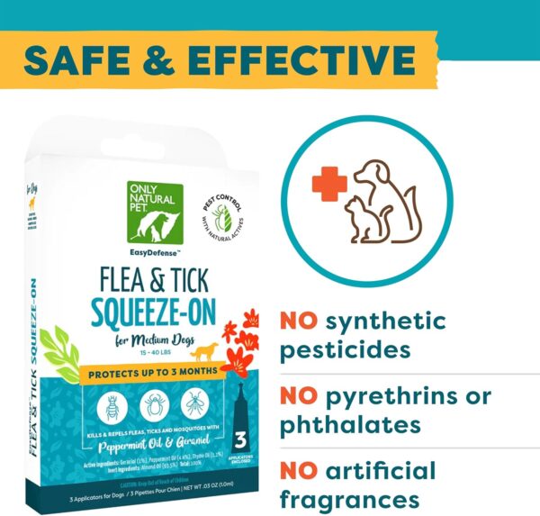 Only Natural Pet Flea and Tick Prevention for Medium Breed Dogs (15 to 40 lbs) - EasyDefense Flea & Tick Herbal Squeeze-On Drops - Natural Flea Control - Pet Flea Treatment - Three Month Supply - Image 5